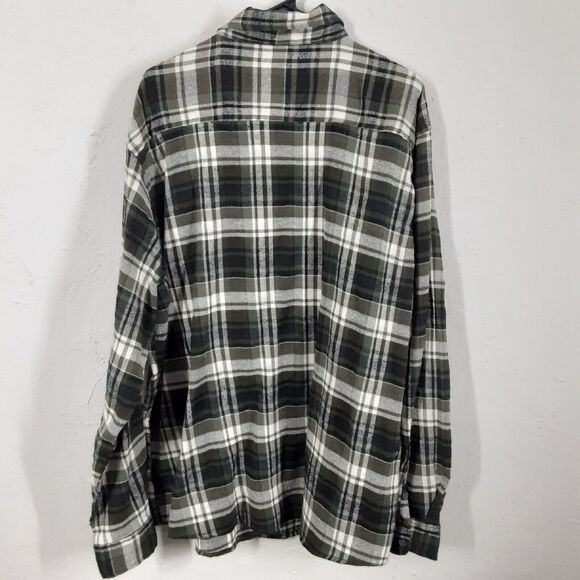 Stanley Mens 2XL Green Plaid Flannel Long Sleeves Cotton Blend Shirt Work - Picture 6 of 8